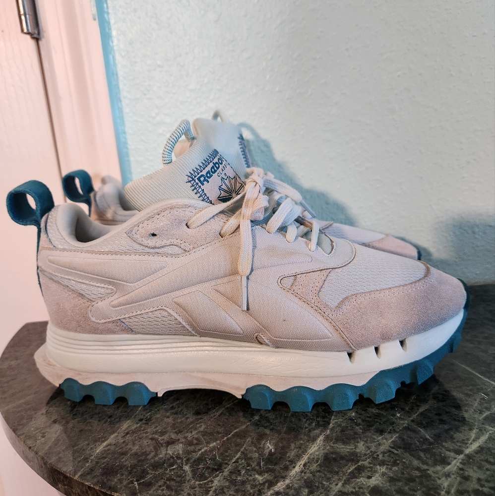 Reebok White and Teal Women Sneakers